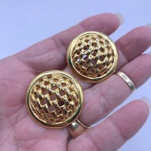 Gold-Tone Woven Dome Clip-On Earrings